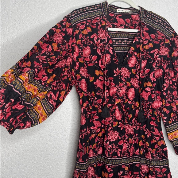 Alice + Olivia Sedona Mandarin Tunic Mini Dress Size 6 Cotton Silk Blend Boho - Picture 3 of 7